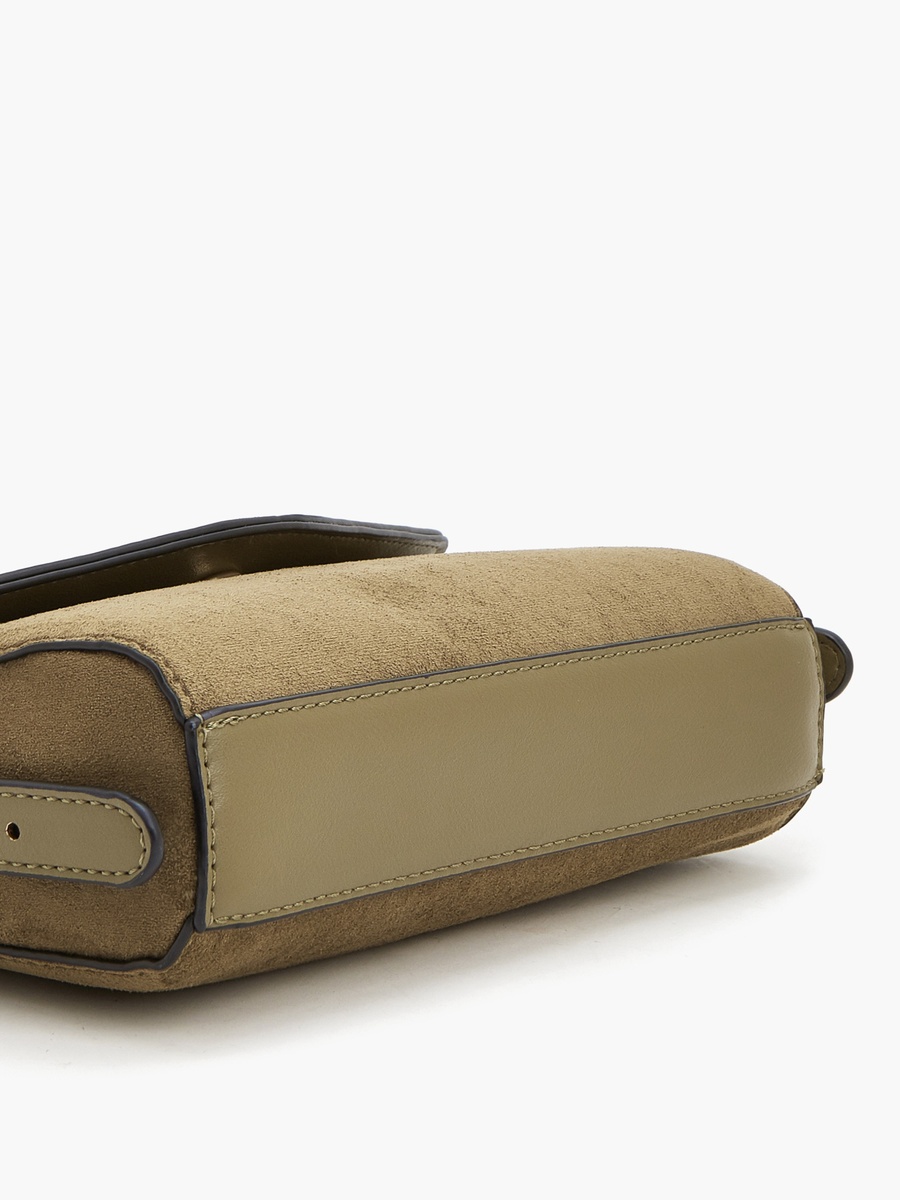 Suede Crossbody Bag With Zip Closure