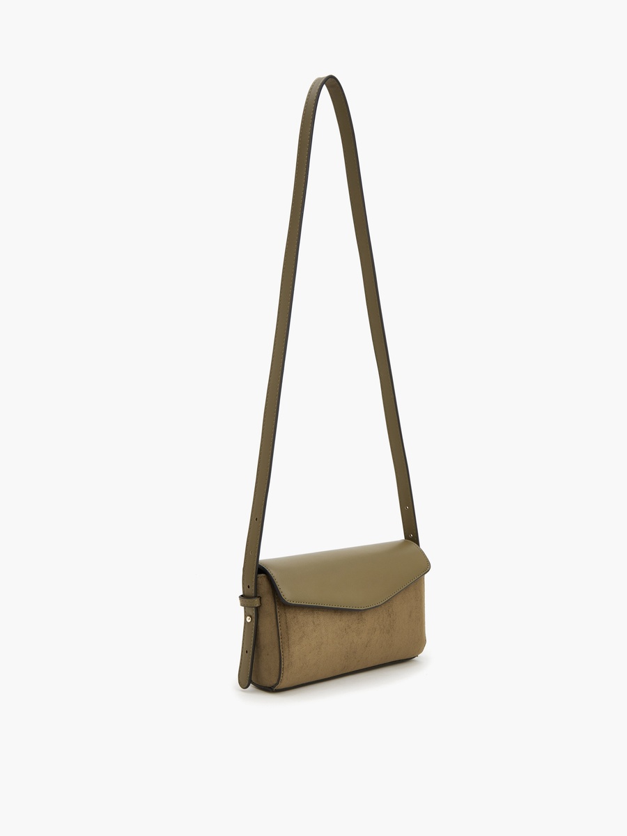 Suede Crossbody Bag With Zip Closure