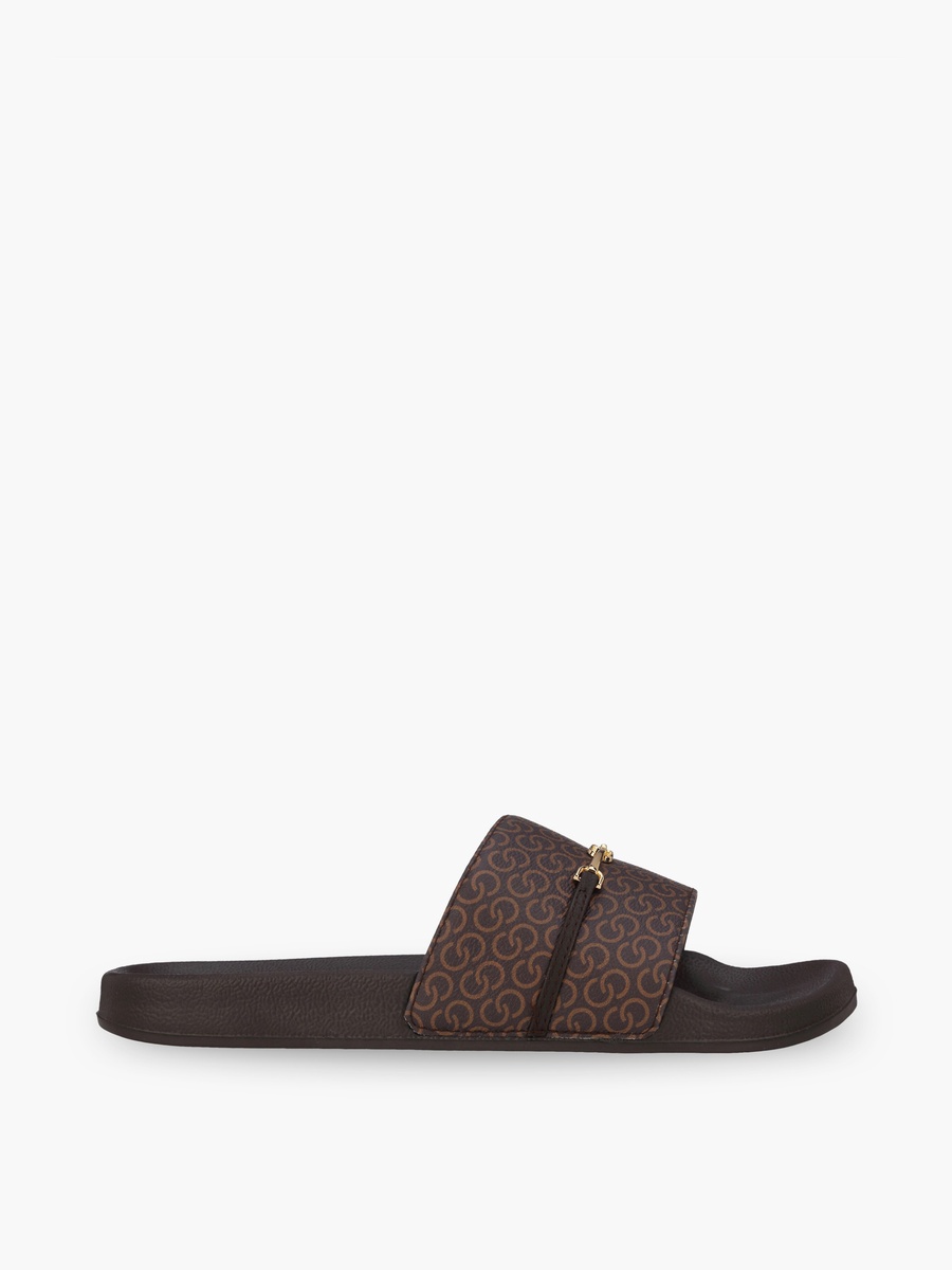 Women Monogram Print Slides