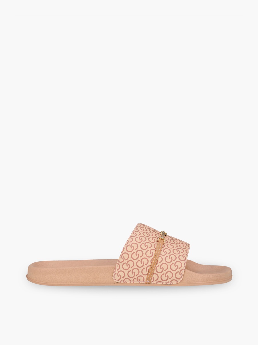 Women Monogram Print Slides