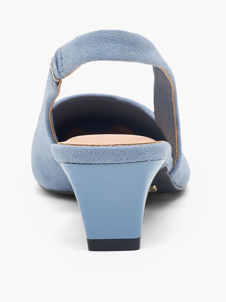 Women Suede Slingback Kitten Heel Mules