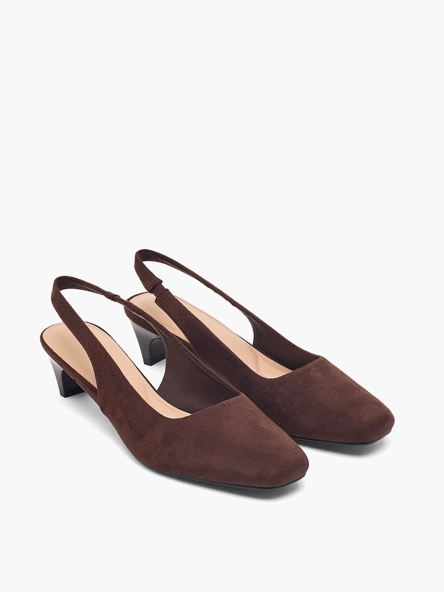 Women Suede Slingback Kitten Heel Mules