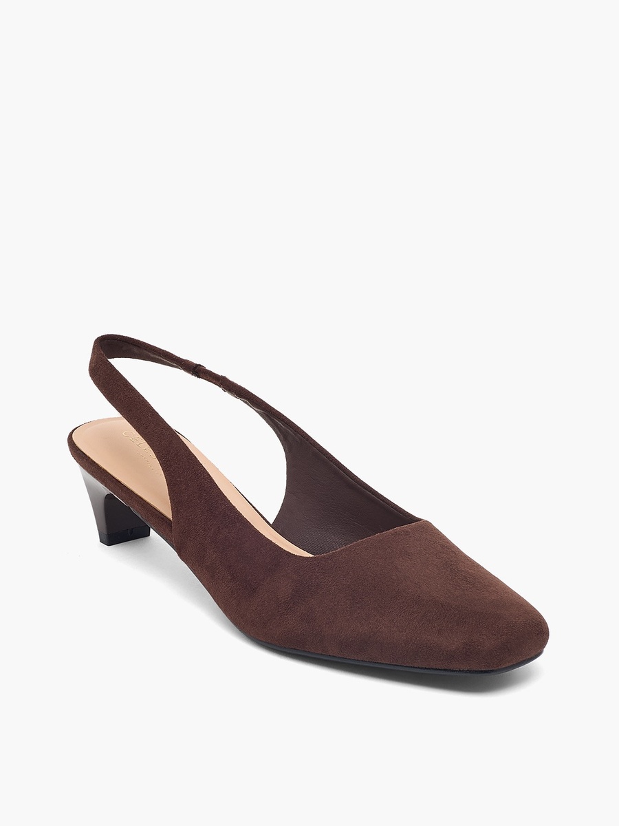 Women Suede Slingback Kitten Heel Mules