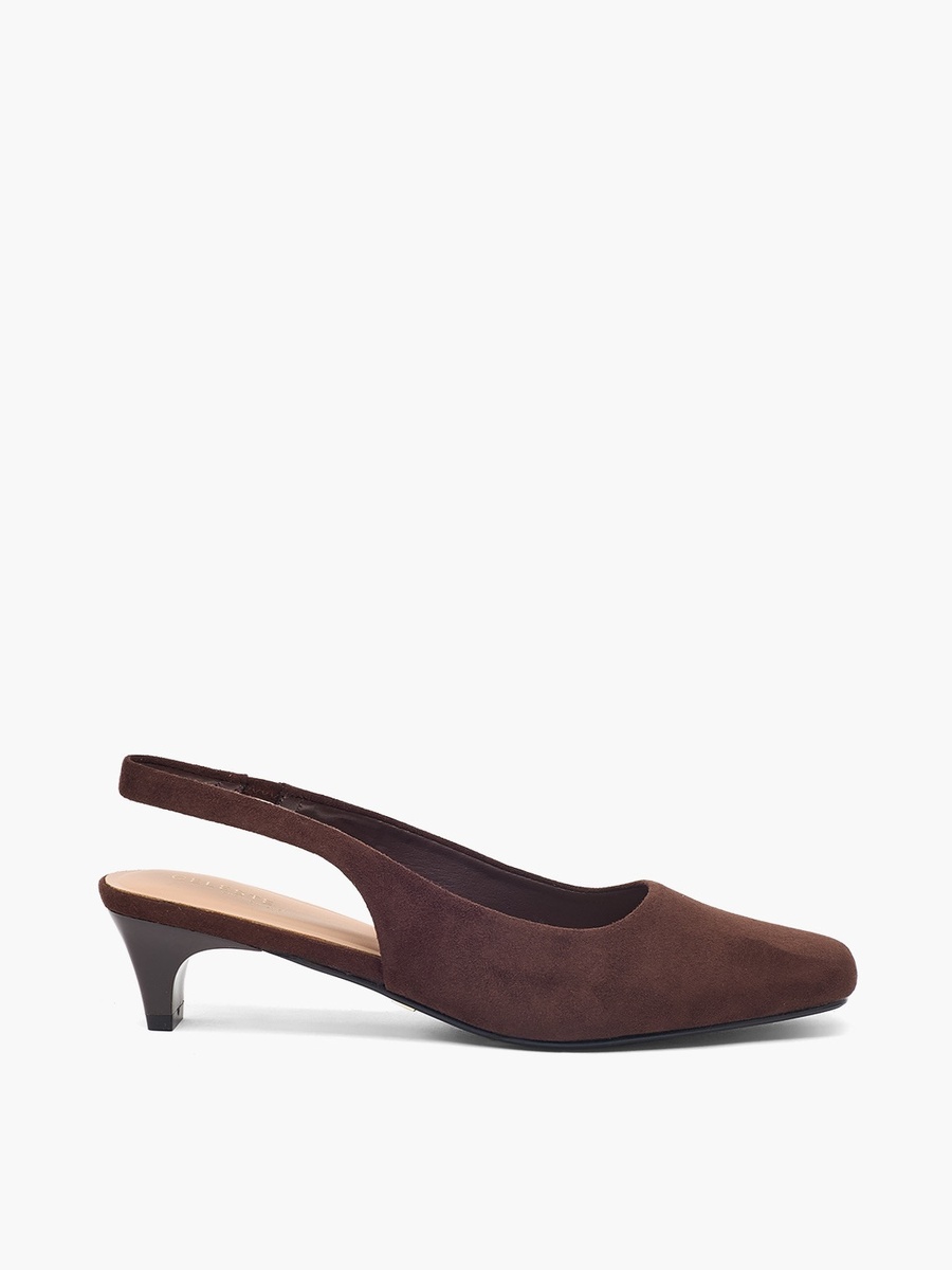 Women Suede Slingback Kitten Heel Mules