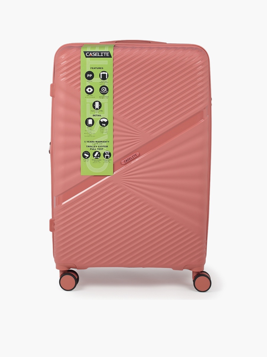 Textured Hardcase Luggage Trolley With Retractable Handle - 24 Inches Check-In Bag