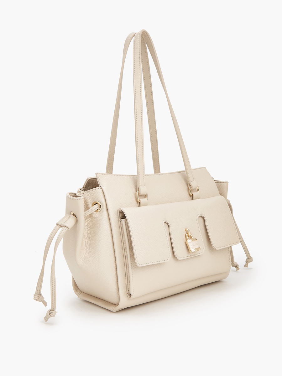 Metallic Accent Tote Bag With Zip Closure