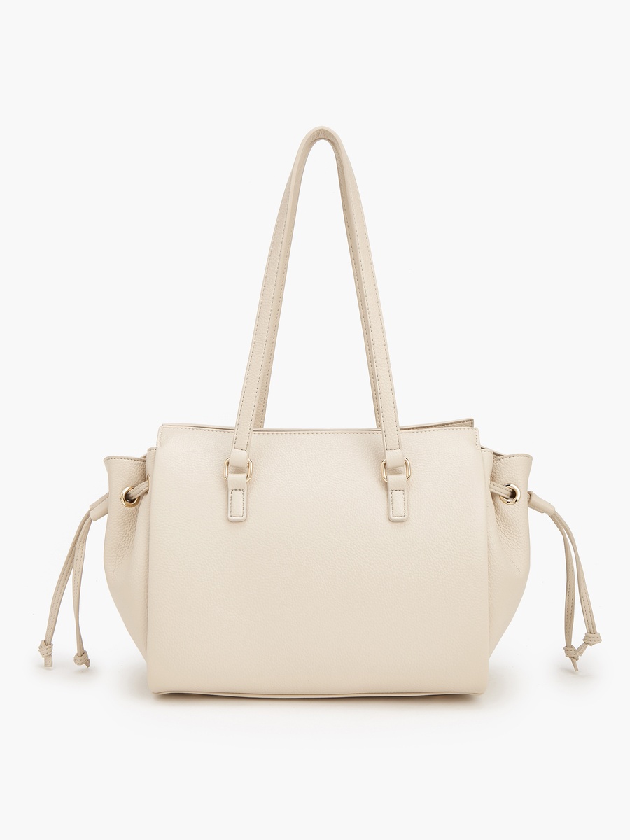 Metallic Accent Tote Bag With Zip Closure