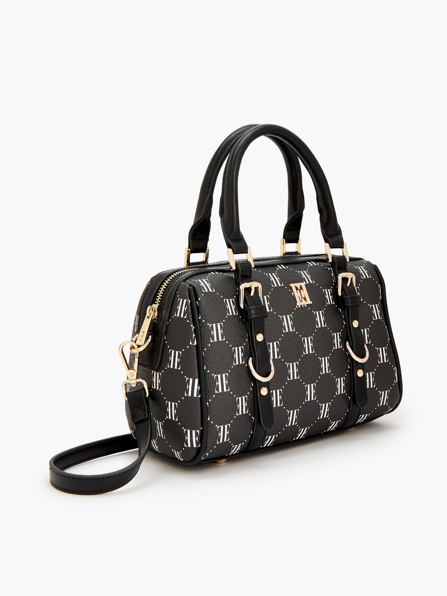 Monogram Print Tote Bag With Detachable Strap