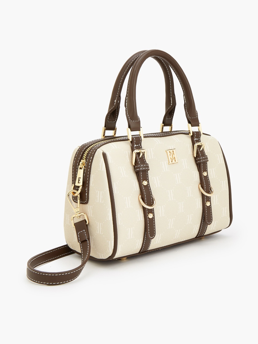 Monogram Print Tote Bag With Detachable Strap