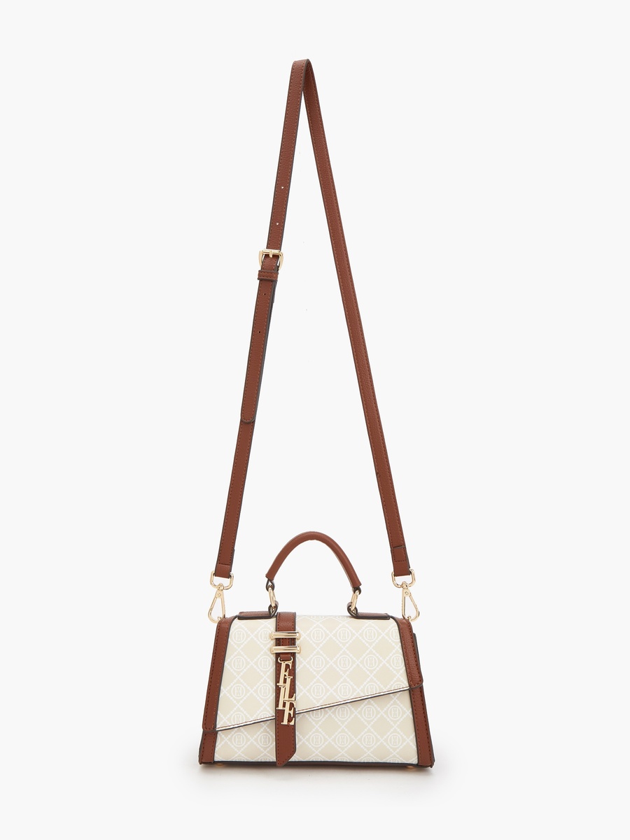 Monogram Print Satchel Bag With Detachable Strap