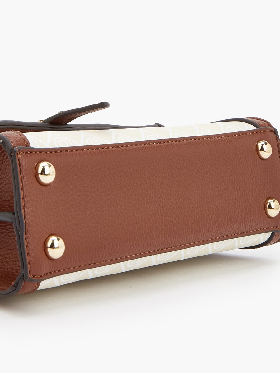 Monogram Print Satchel Bag With Detachable Strap