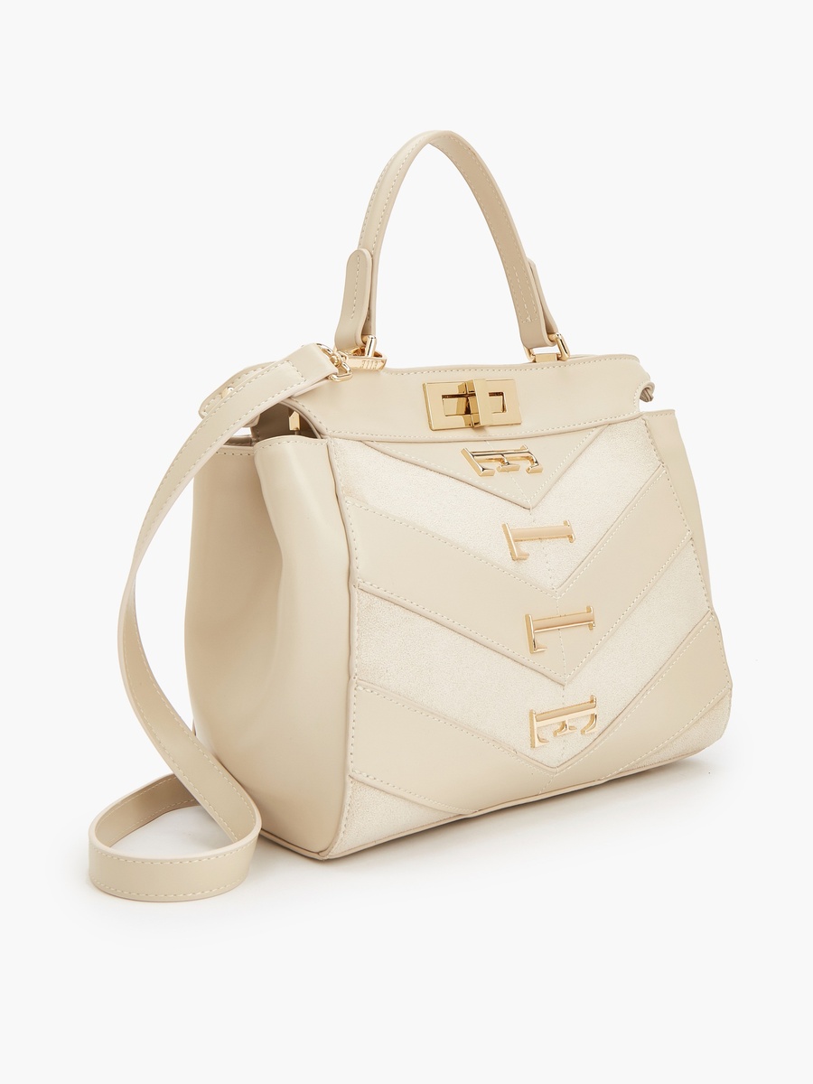 Women Chevron Suede Tote Bag With Detachable Strap
