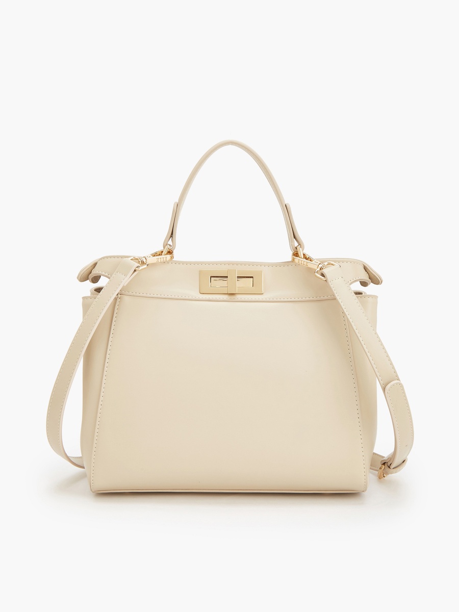 Women Chevron Suede Tote Bag With Detachable Strap