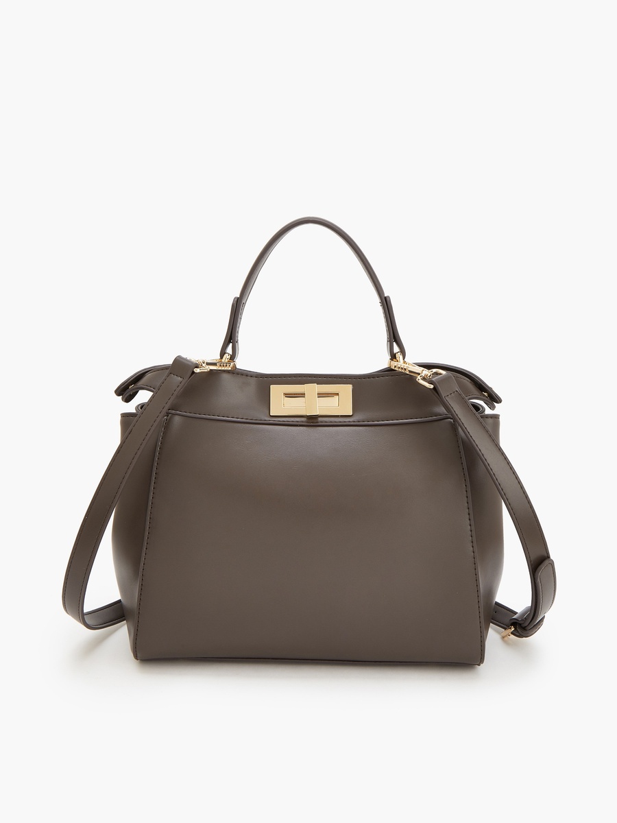 Women Chevron Suede Tote Bag With Detachable Strap