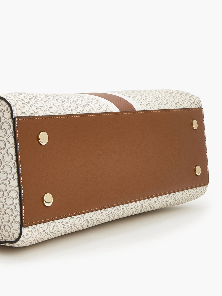 Monogram Print Tote Bag With Zip Closure