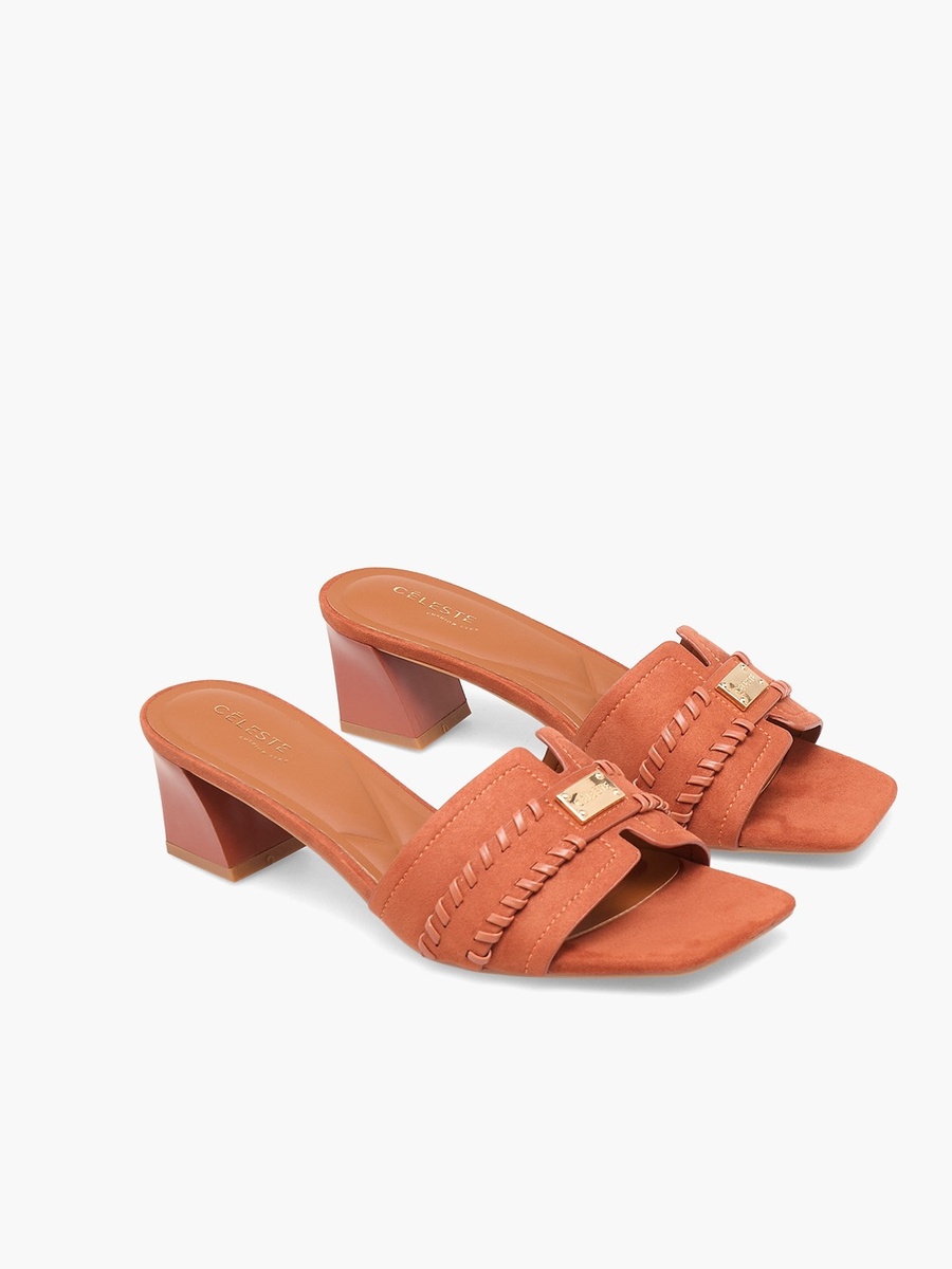 Women Metallic Accent Block Heel Sandals