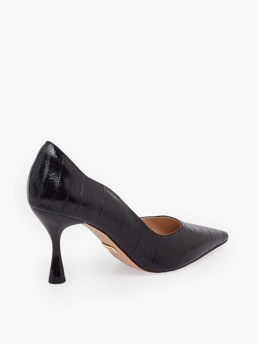 Women Textured Pointed Toe Stiletto Heel Pumps