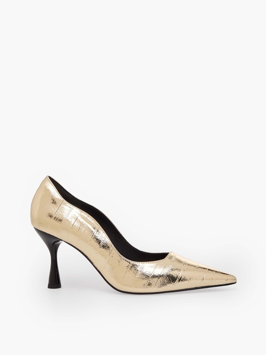 Women Textured Pointed Toe Stiletto Heel Pumps