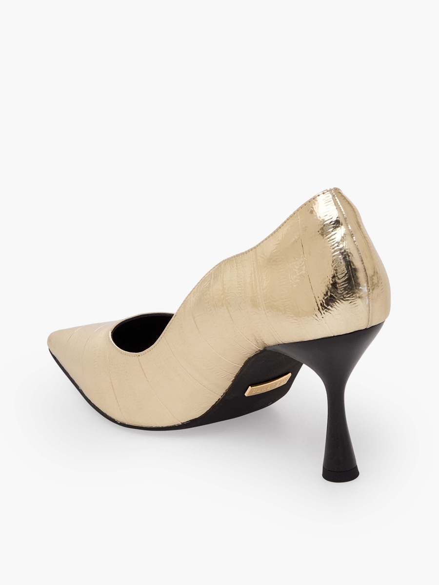 Women Textured Pointed Toe Stiletto Heel Pumps
