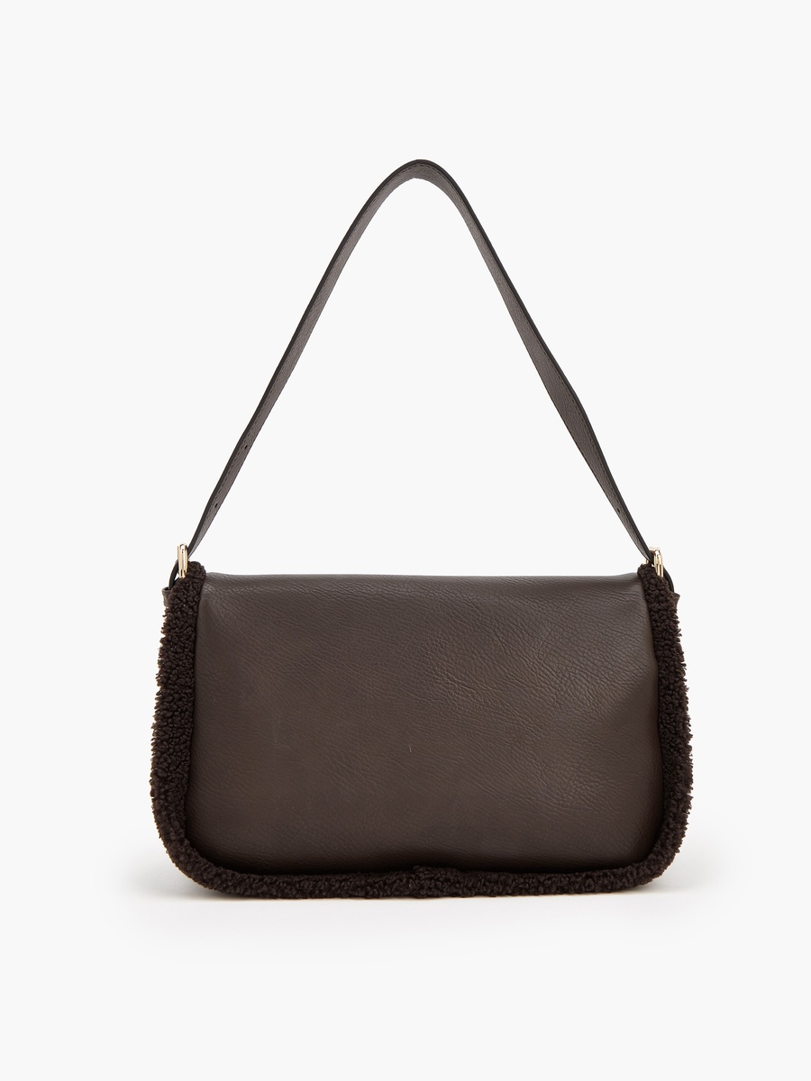 Logo Shoulder Bag With Faux Fur Trim