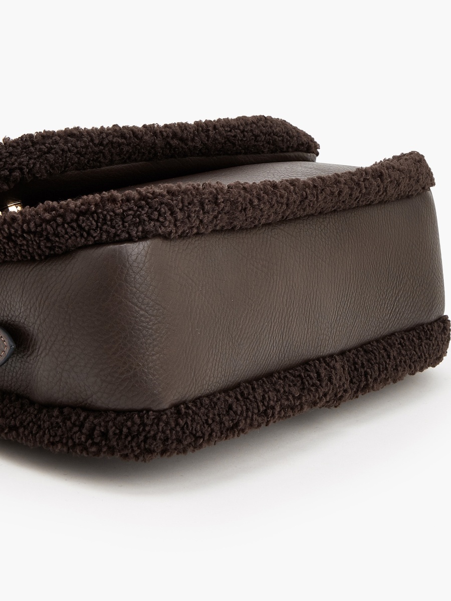 Logo Shoulder Bag With Faux Fur Trim