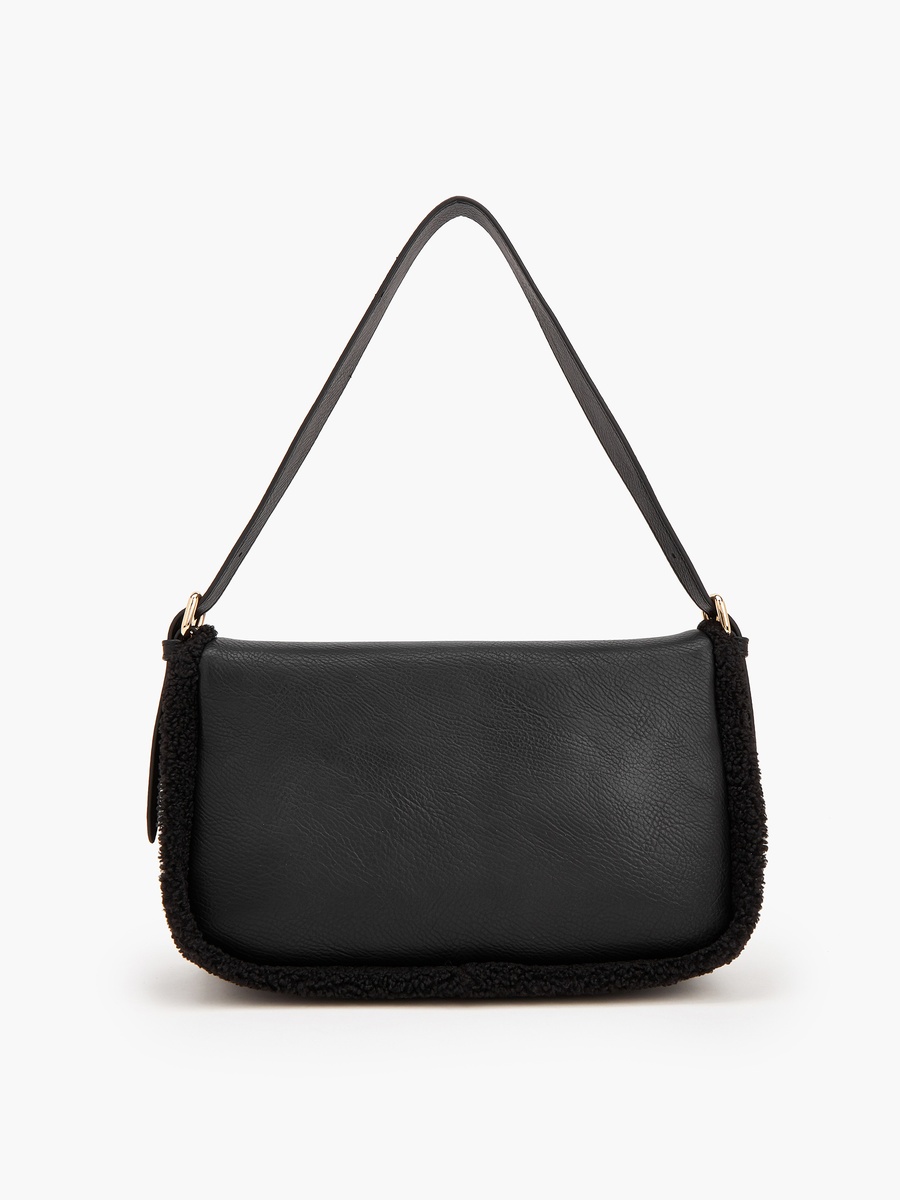 Logo Shoulder Bag With Faux Fur Trim