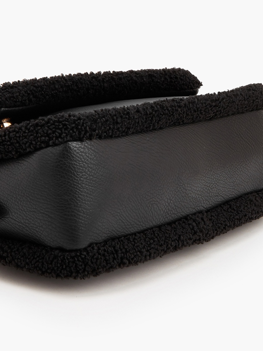 Logo Shoulder Bag With Faux Fur Trim