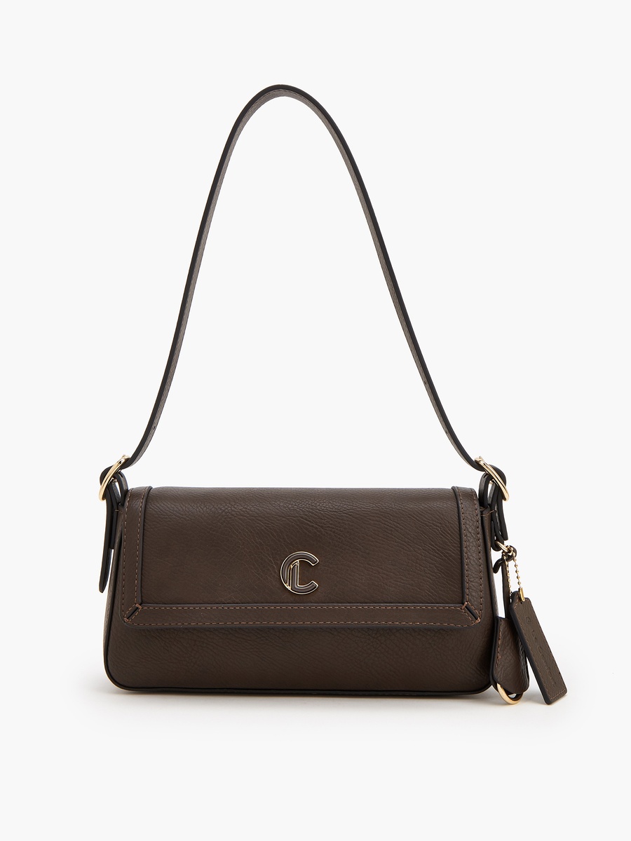 Solid Shoulder Bag With Logo Detail