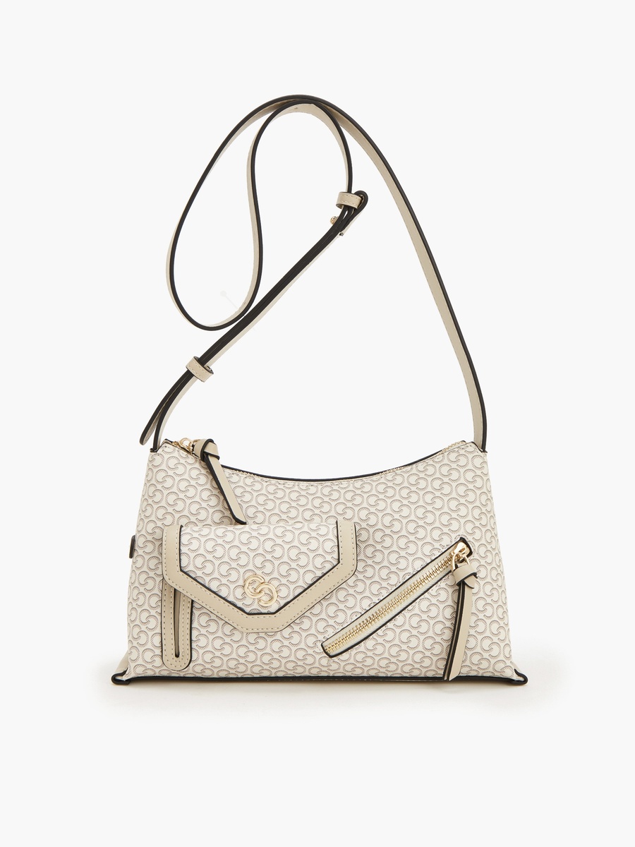Monogram Print Crossbody Bag With Zip Closure