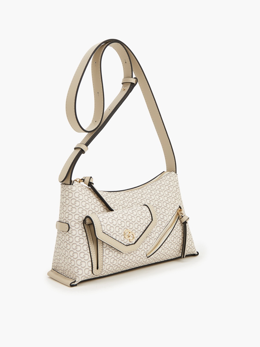 Monogram Print Crossbody Bag With Zip Closure