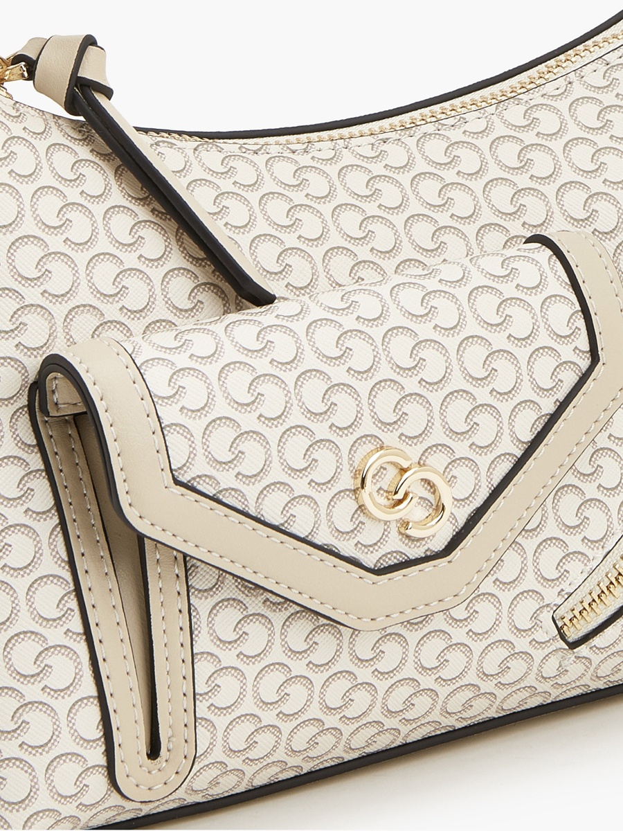 Monogram Print Crossbody Bag With Zip Closure