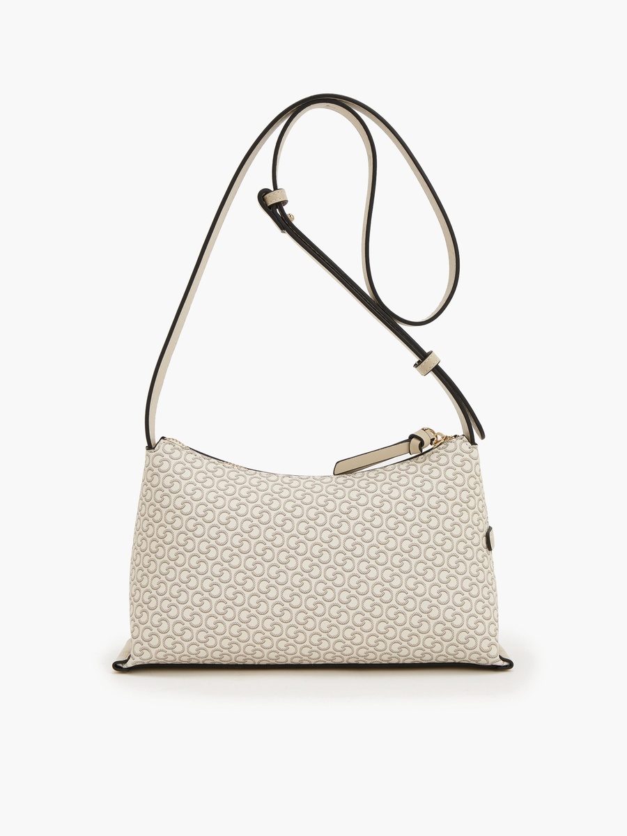Monogram Print Crossbody Bag With Zip Closure