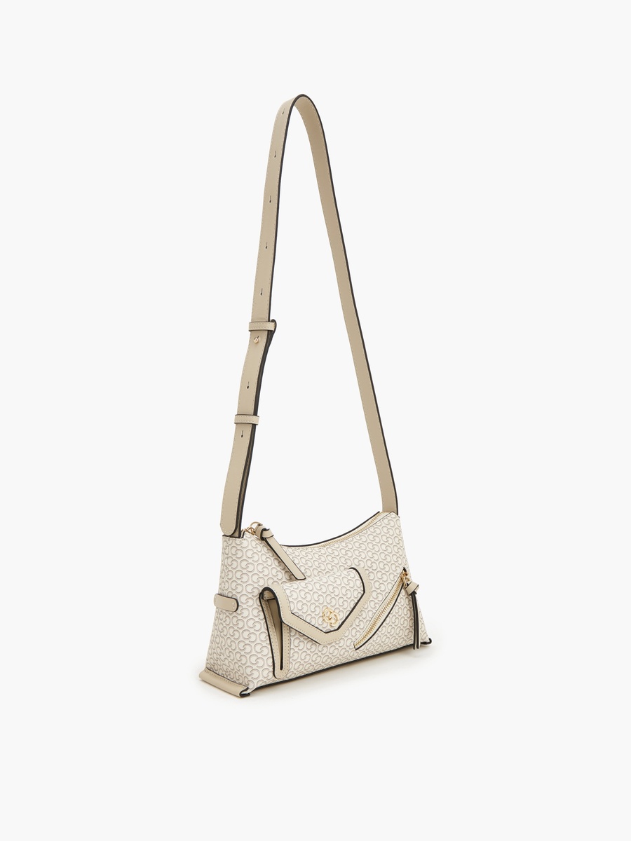 Monogram Print Crossbody Bag With Zip Closure