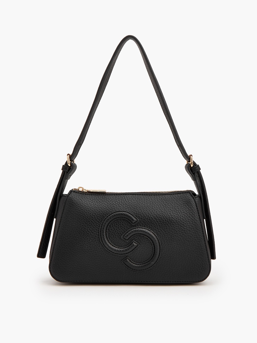 Textured Shoulder Bag With Logo Detail