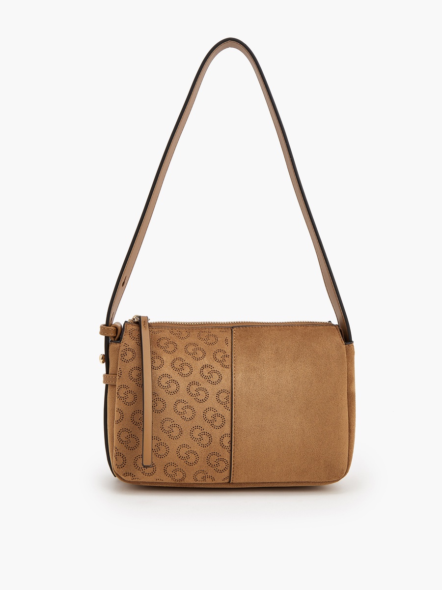 Suede Shoulder Bag With Logo Detail