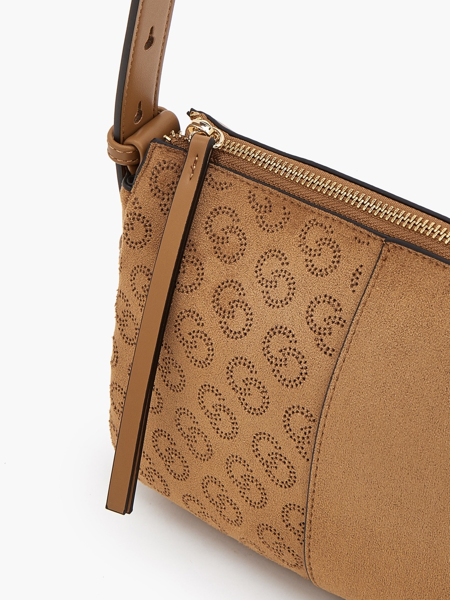 Suede Shoulder Bag With Logo Detail