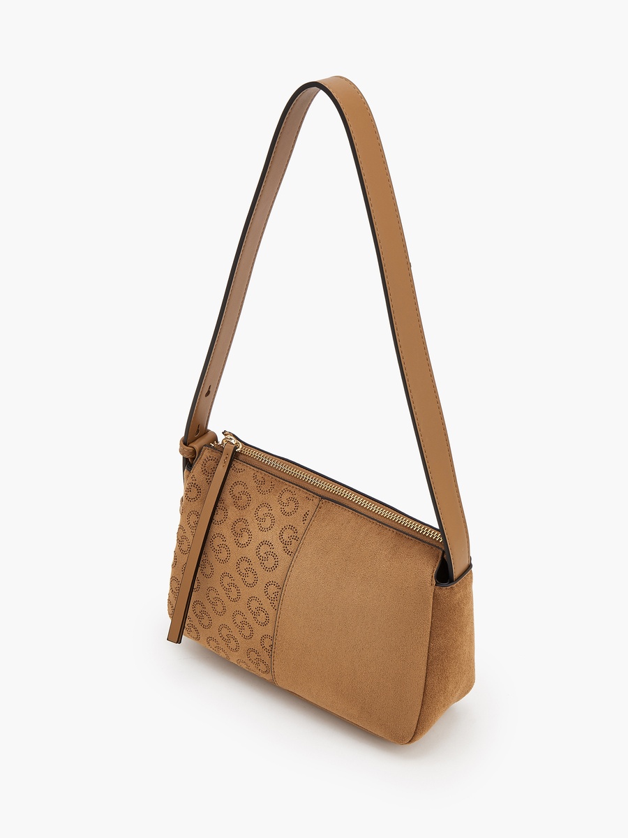 Suede Shoulder Bag With Logo Detail