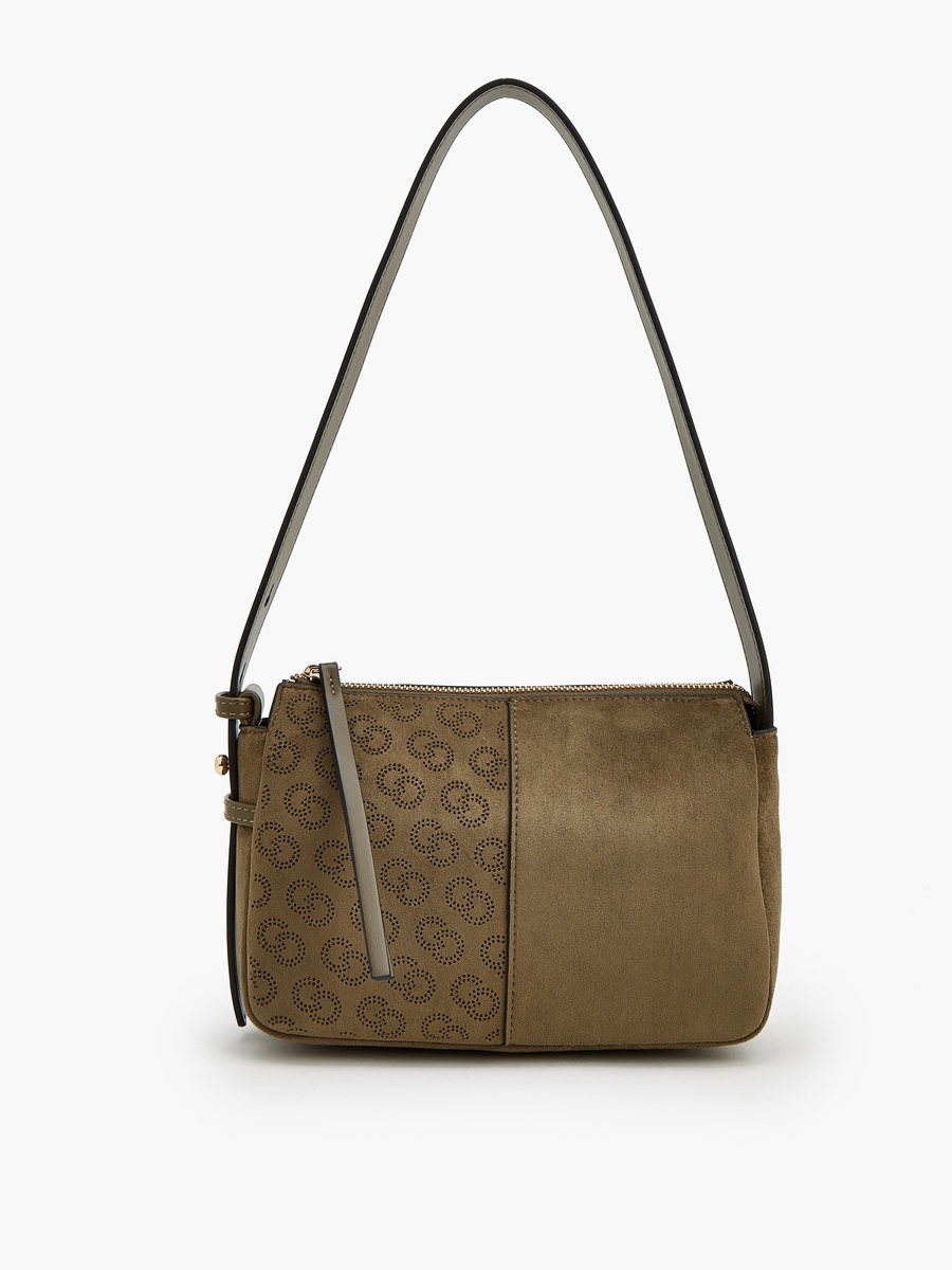Suede Shoulder Bag With Logo Detail