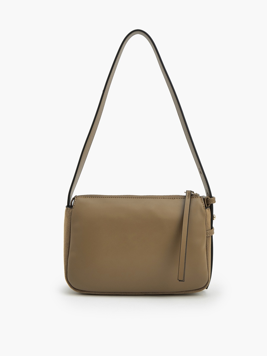 Suede Shoulder Bag With Logo Detail