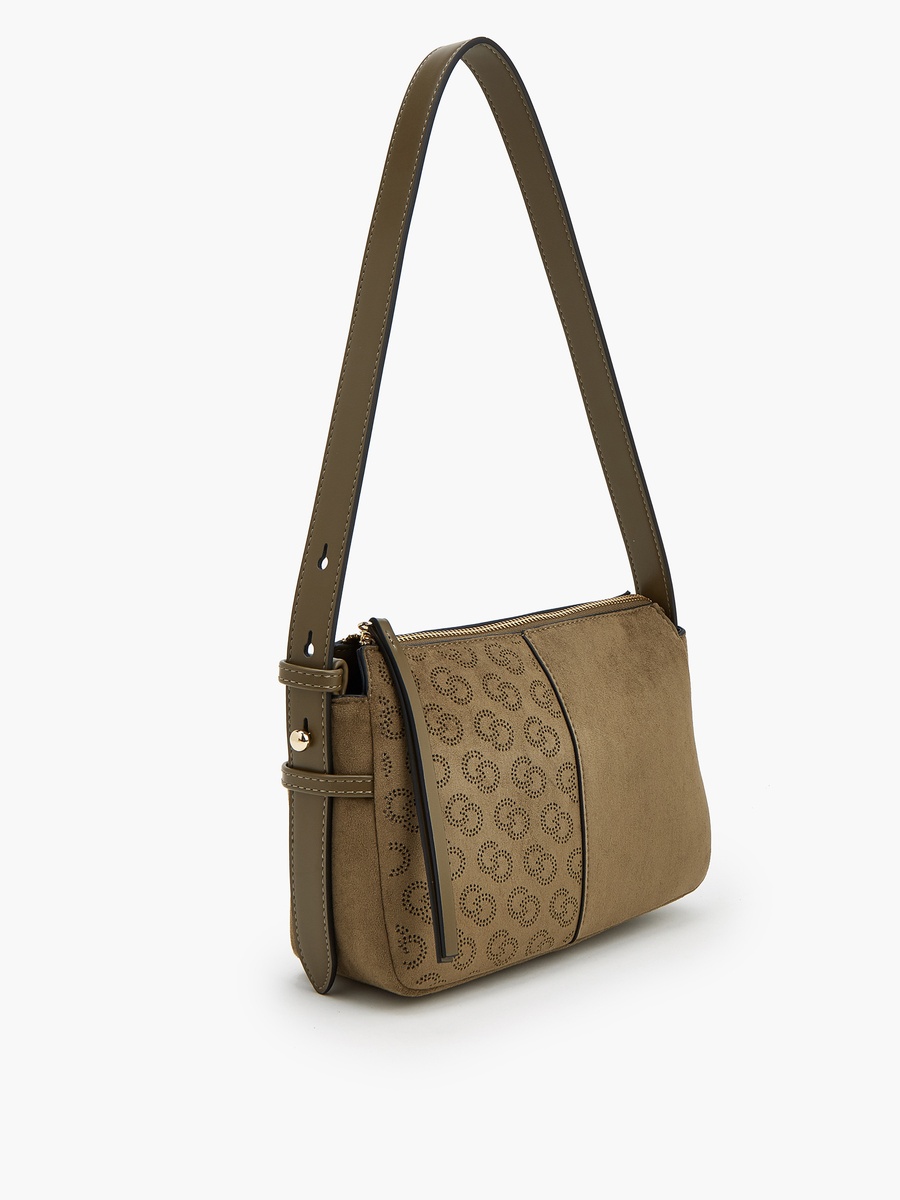 Suede Shoulder Bag With Logo Detail