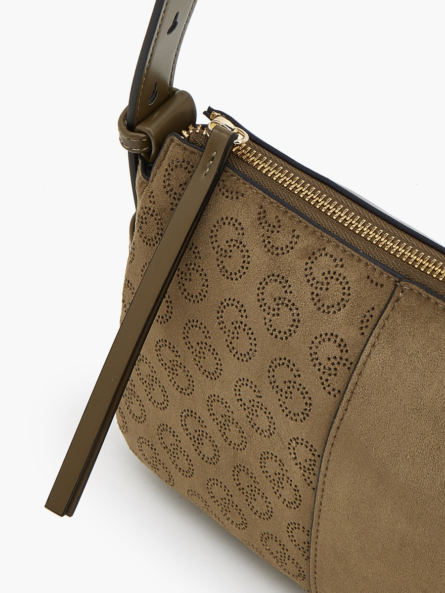 Suede Shoulder Bag With Logo Detail