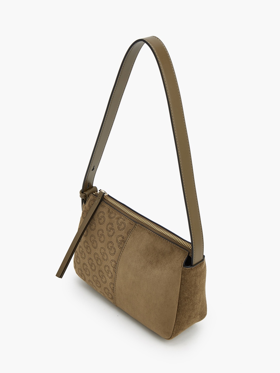 Suede Shoulder Bag With Logo Detail