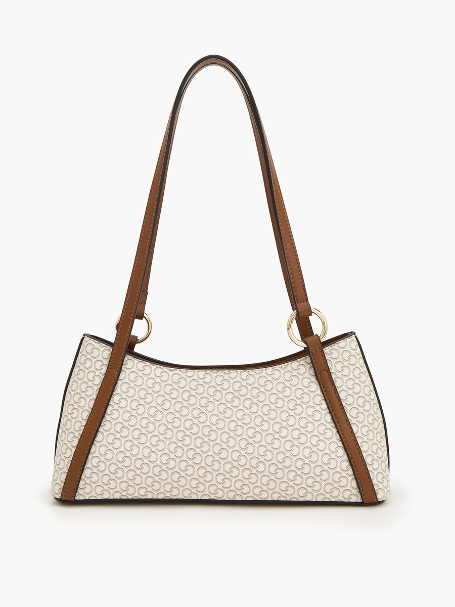 Monogram Print Shoulder Bag With Detachable Strap