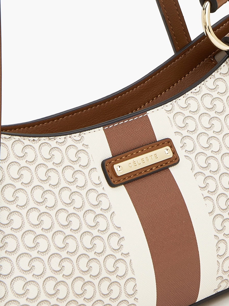Monogram Print Shoulder Bag With Detachable Strap