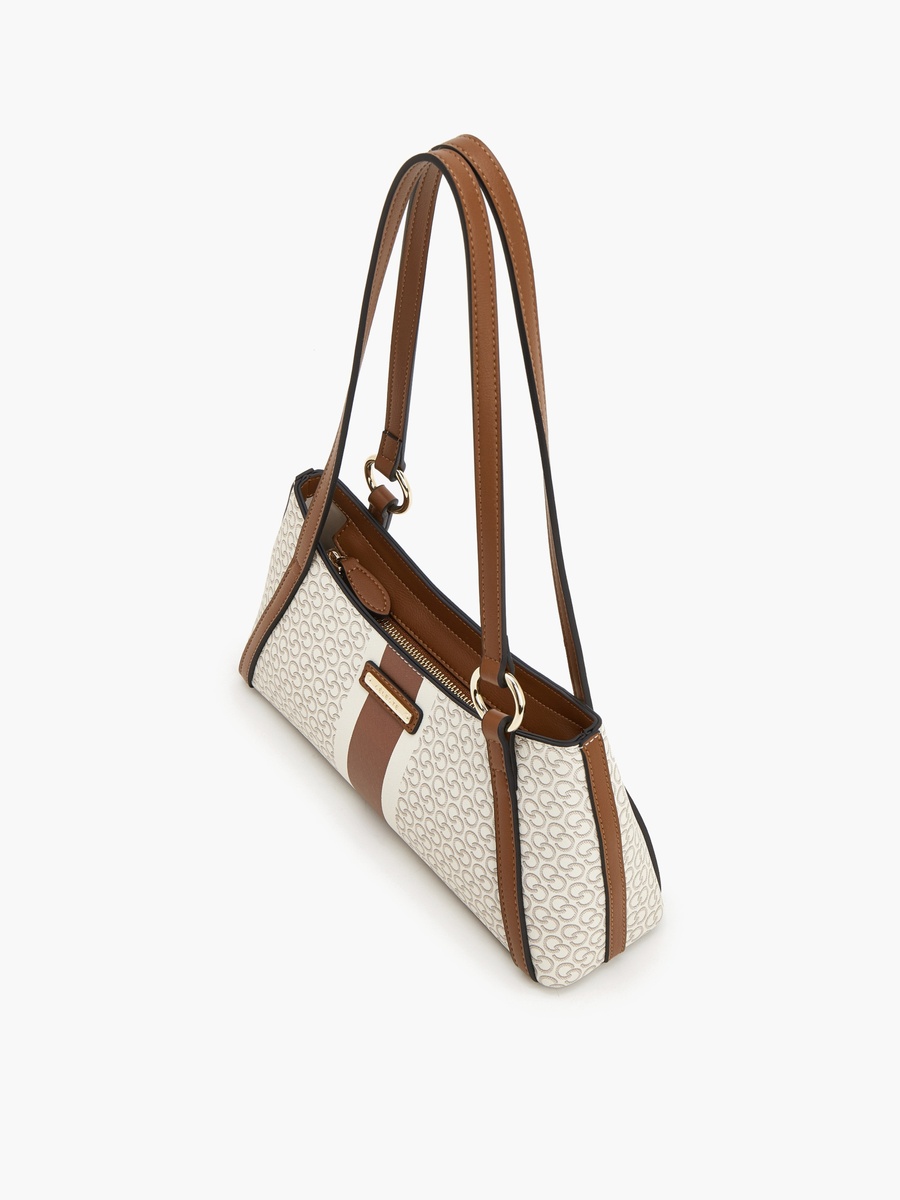 Monogram Print Shoulder Bag With Detachable Strap