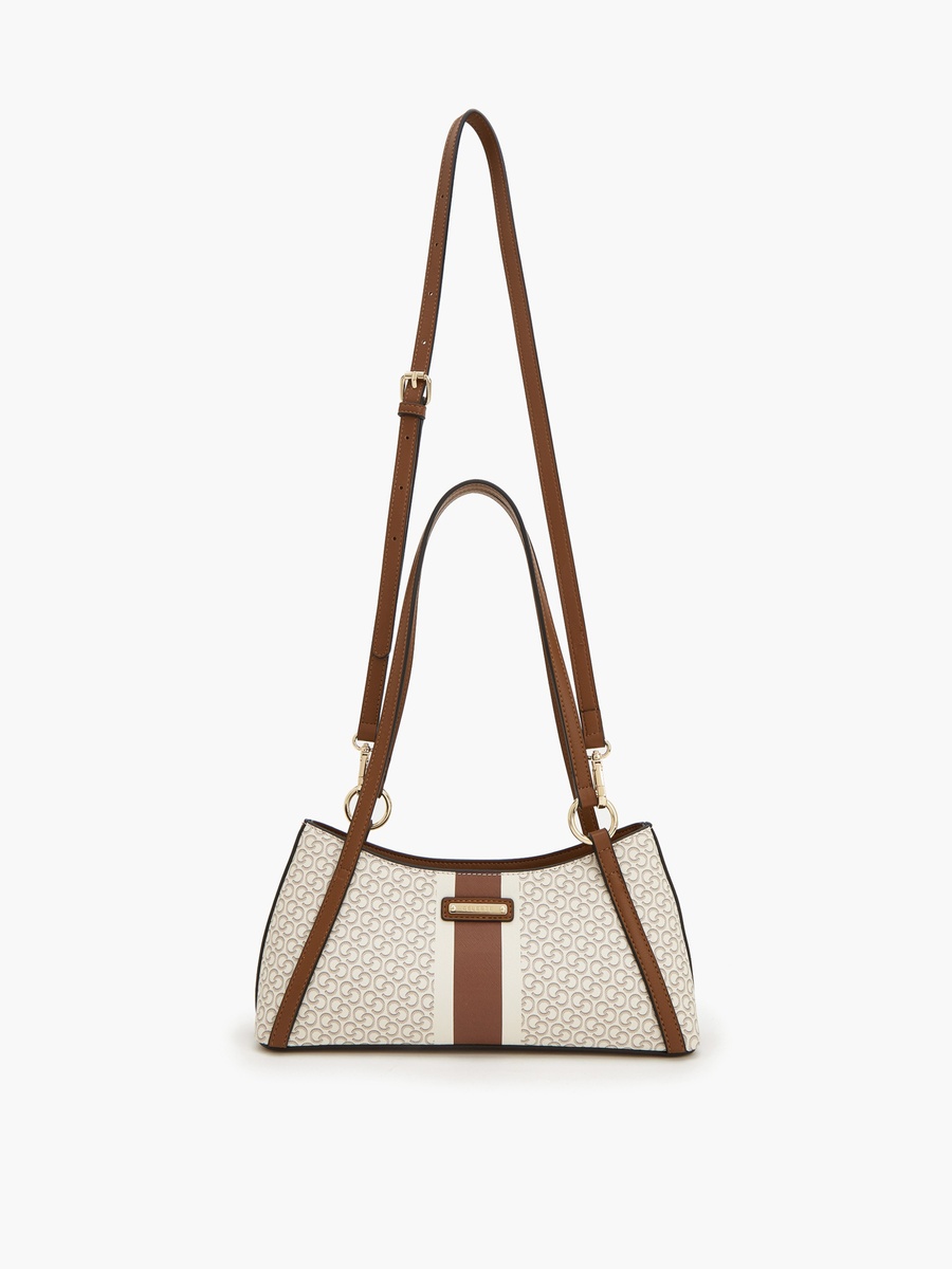 Monogram Print Shoulder Bag With Detachable Strap