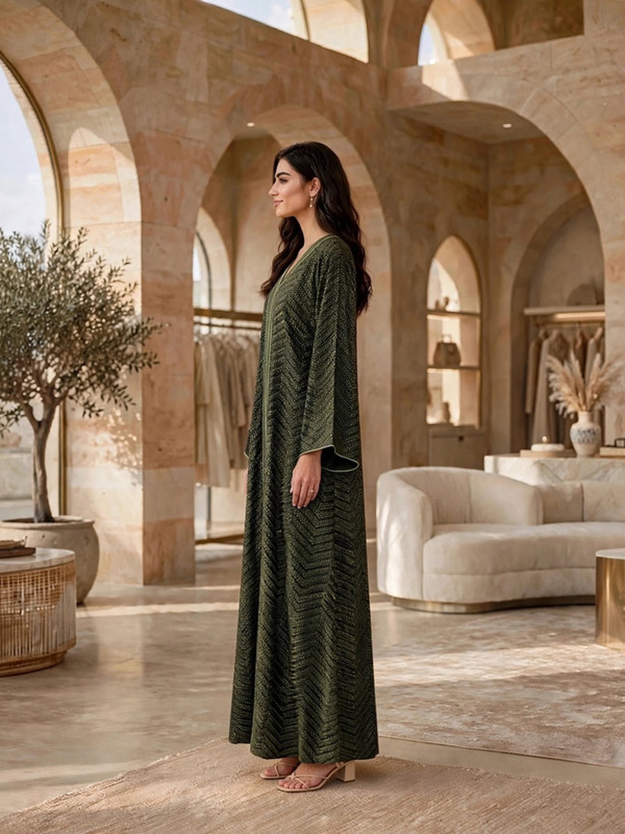 جلابية بتفاصيل ترتر وتفاصيل بارزة الملمس