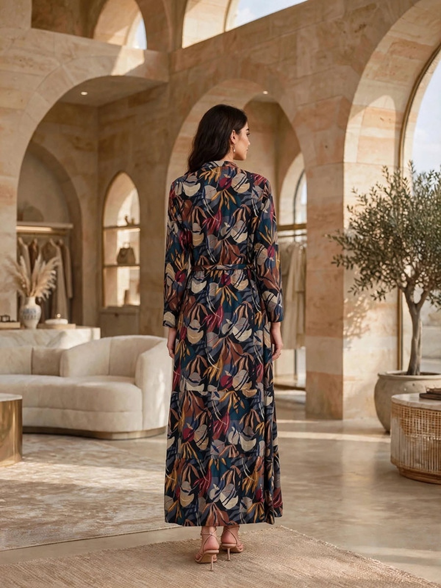 Floral Print Long Sleeve Jalabiya