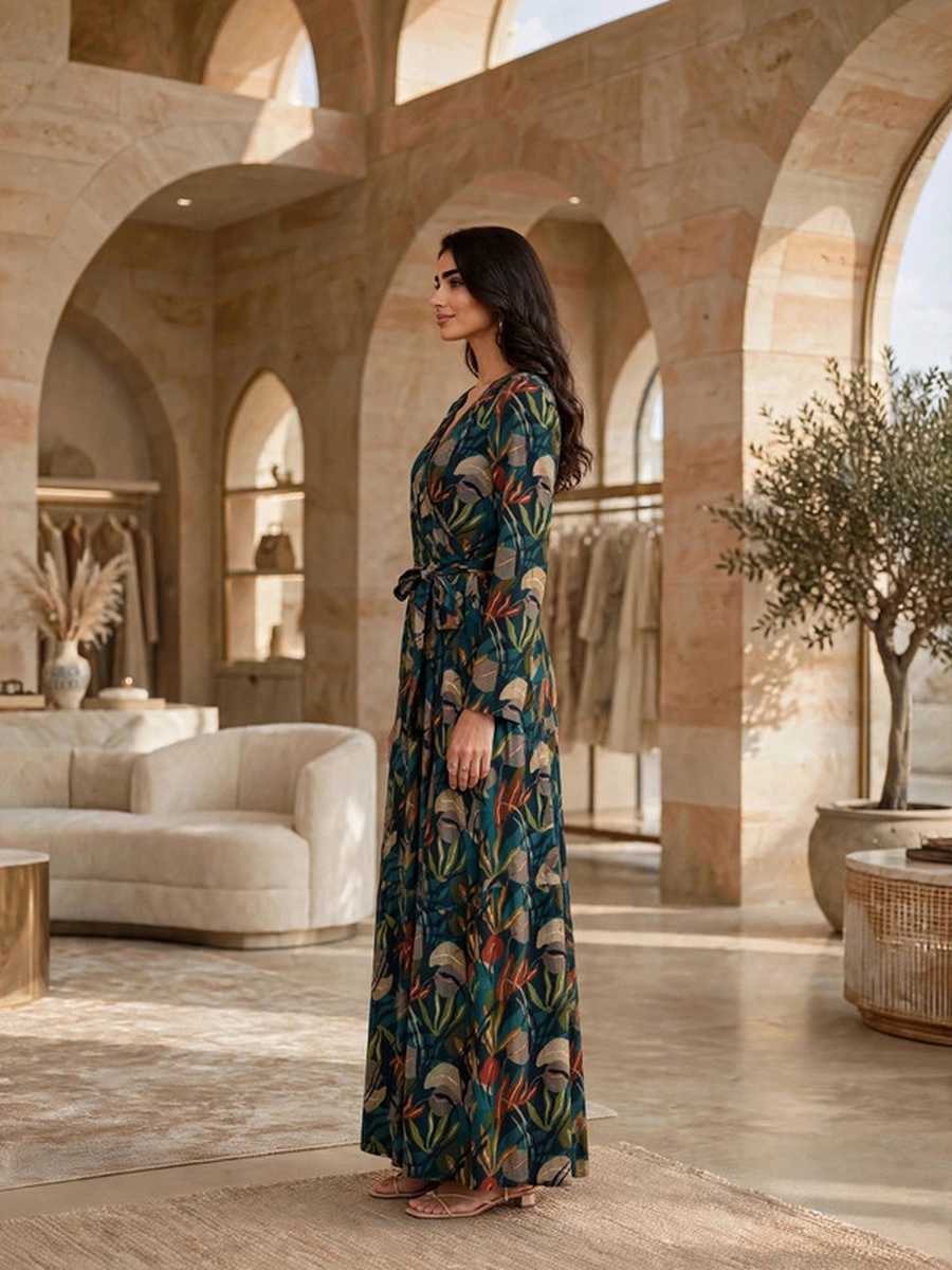 Floral Print Long Sleeve Jalabiya