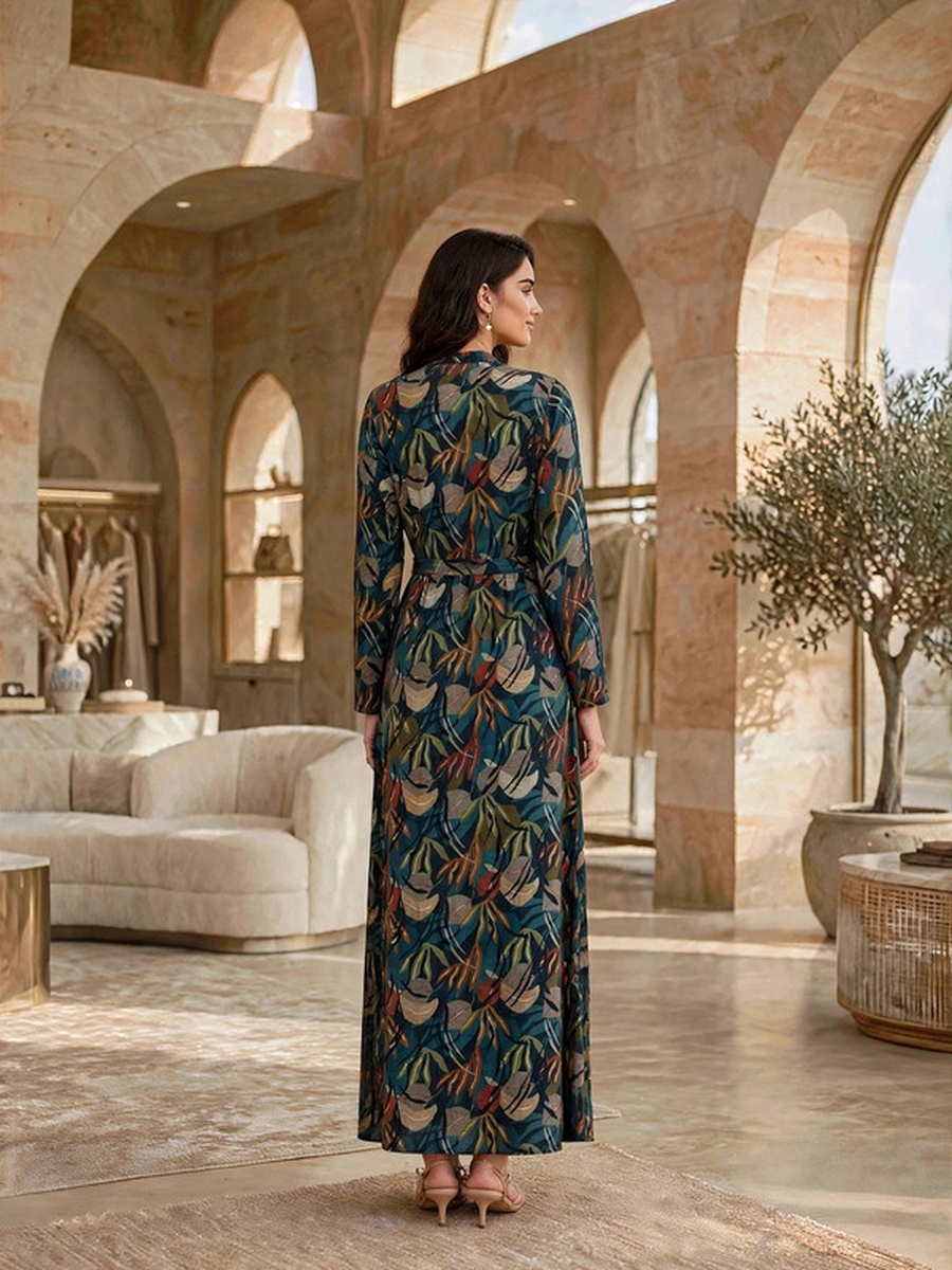 Floral Print Long Sleeve Jalabiya
